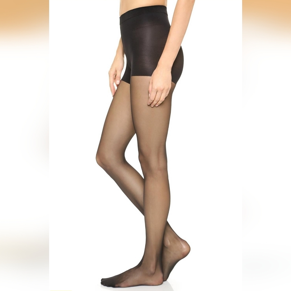 WOLFORD SHAPE INDIVIDUAL 10 CONTROL TOP TIGHTS : Size:Medium; Color: BLACK